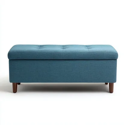 Panca per letto - tessuto 110x45x45 cm - blu - adatta per camera da letto - design moderno-Framearo