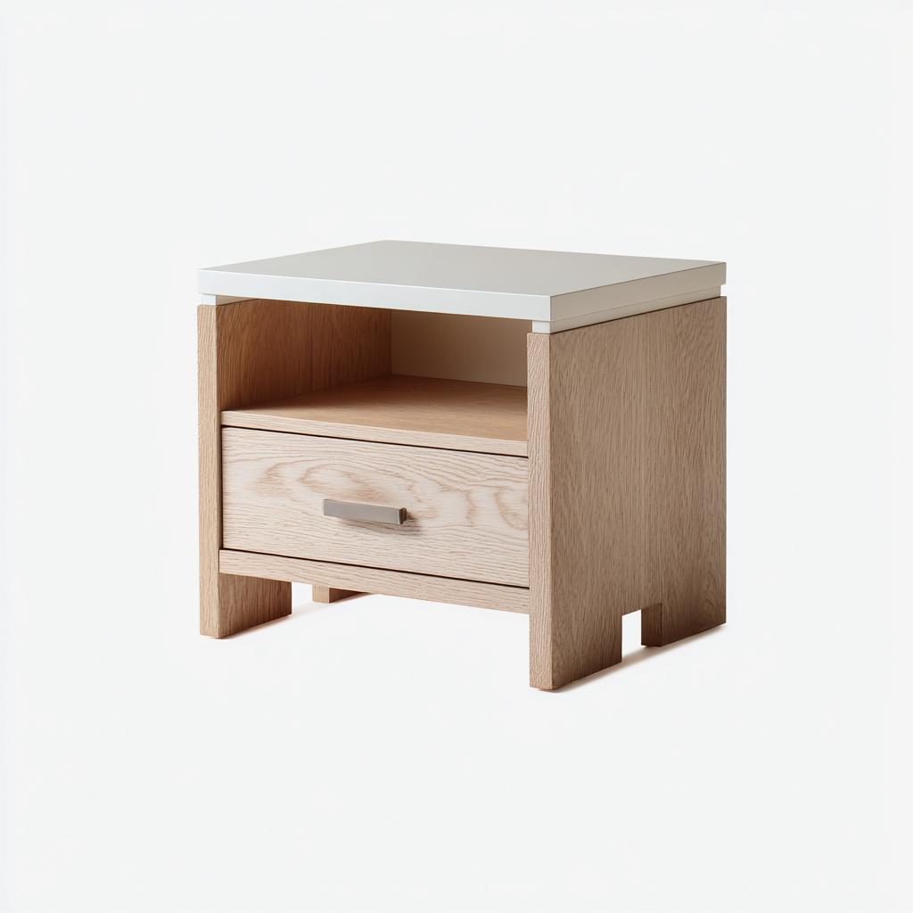 Comodino legno 48x38x52 cm - rovere - bianco - per camera da letto - design moderno-Framearo