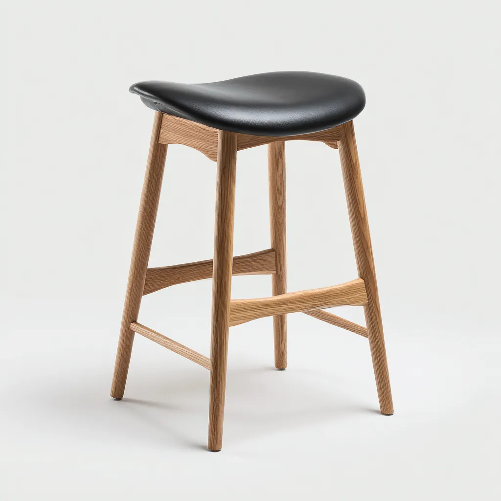 Sgabello da bar con seduta in pelle sintetica e struttura in legno 45x38x68 cm - nero - per sala da pranzo - design moderno-Framearo