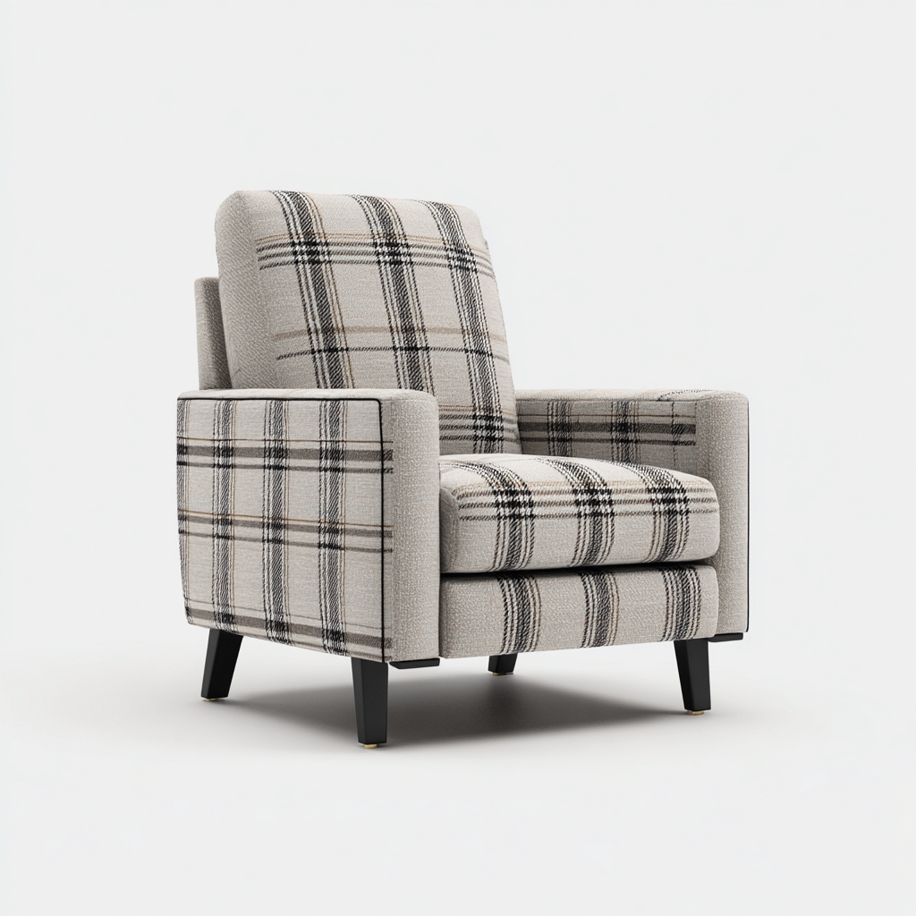 Poltrona reclinabile - tessuto - 90x82x98 cm - grigio chiaro a quadri - per soggiorno - design moderno-Framearo