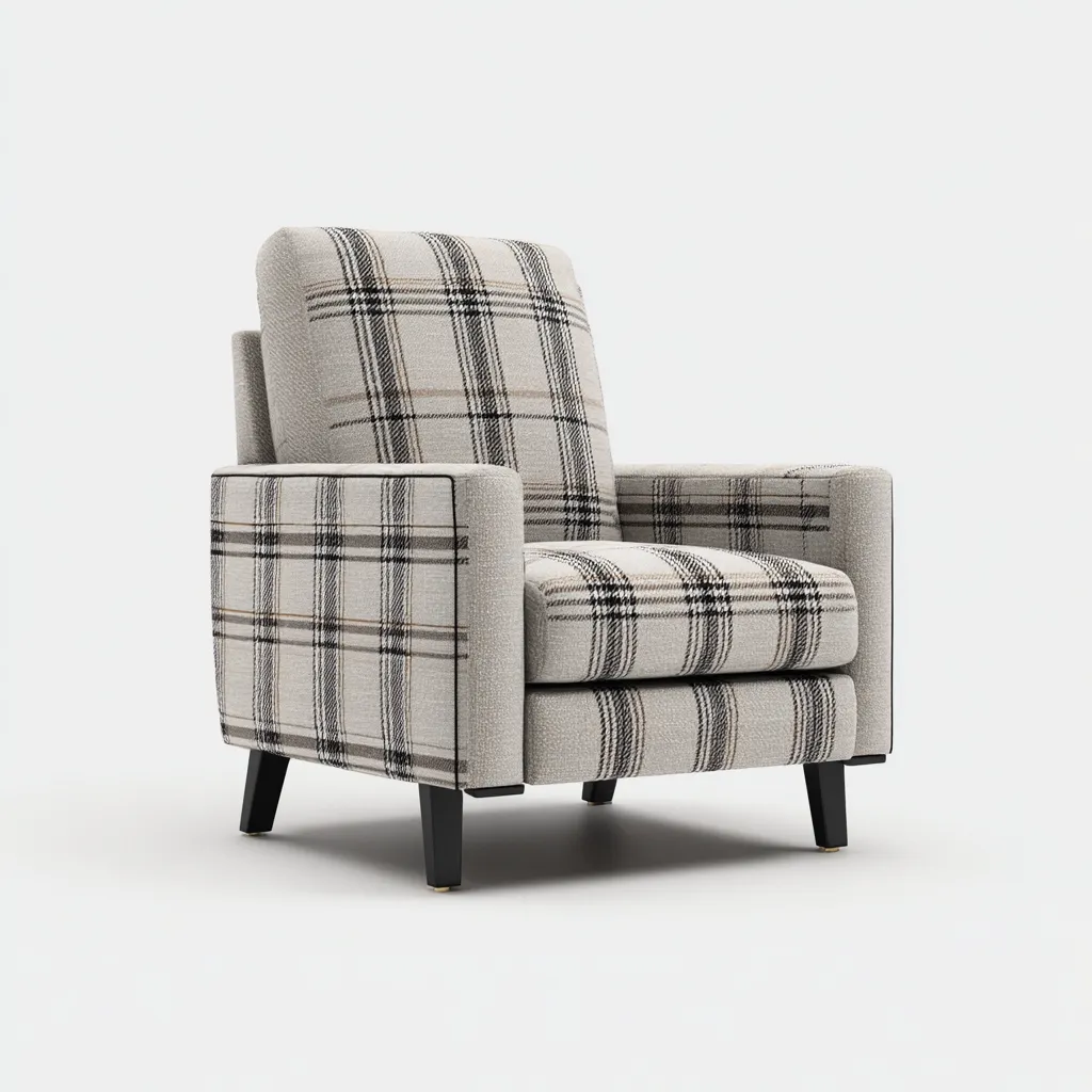 Poltrona reclinabile - tessuto - 90x82x98 cm - grigio chiaro a quadri - per soggiorno - design moderno-Framearo