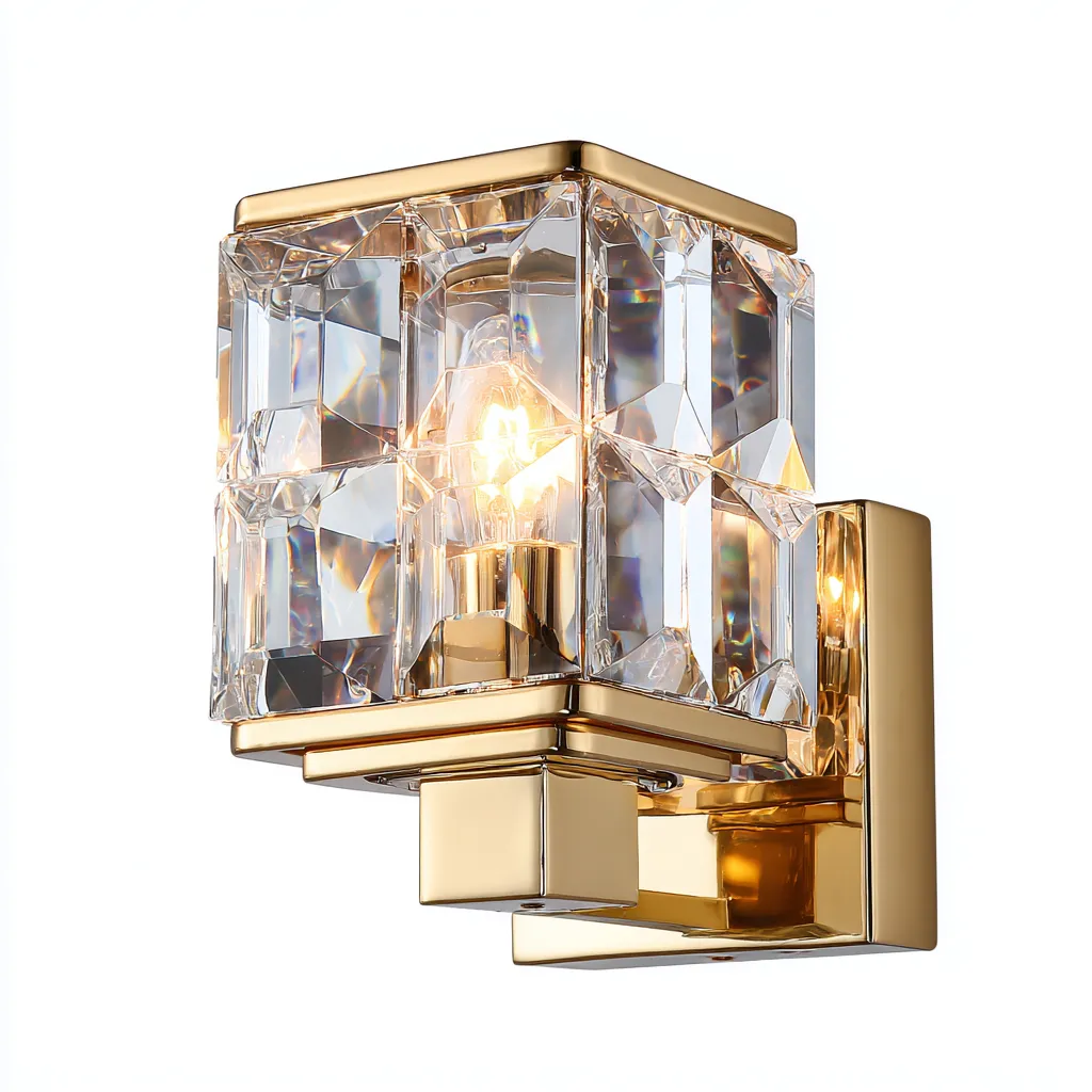 Applique - metallo - vetro - 18x14x24 cm - oro - trasparente - design moderno-Framearo