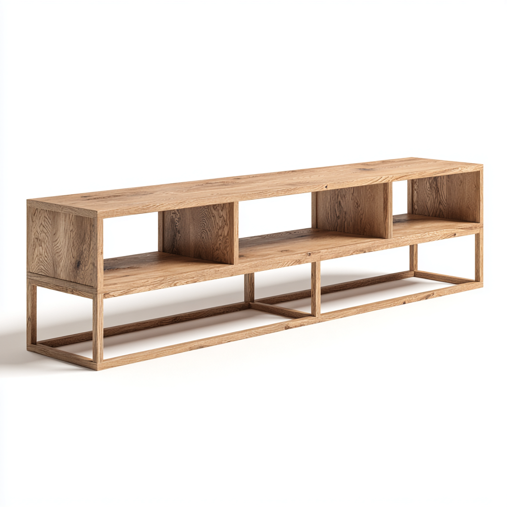 Mobile TV - legno massello - 180x35x45 cm - marrone - per soggiorno - design moderno-Framearo