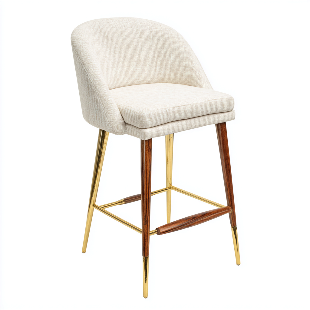 Sgabello da bar con schienale e seduta in tessuto 50x47x100 cm - bianco - per sala da pranzo - design moderno-Framearo