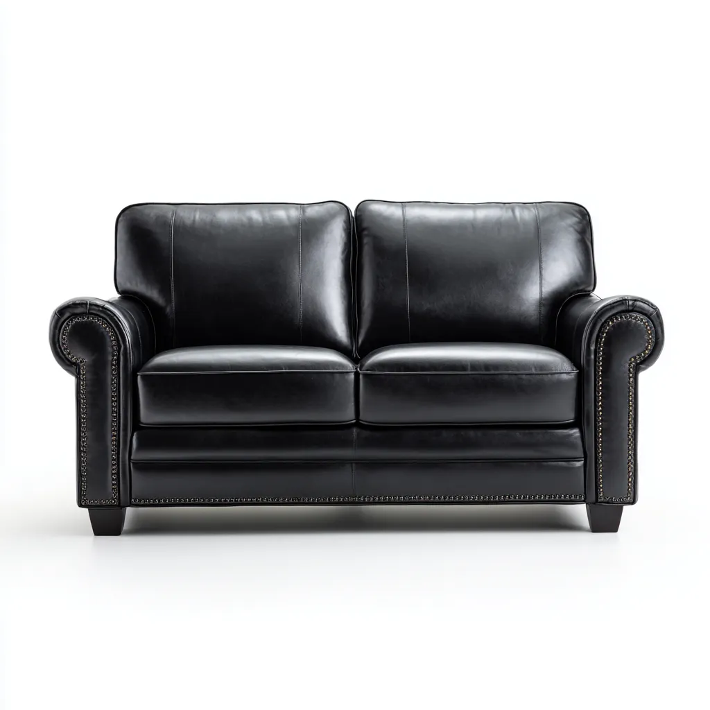 Divano lineare in pelle sintetica 185x90x88 cm - nero - per soggiorno - design classico-Framearo