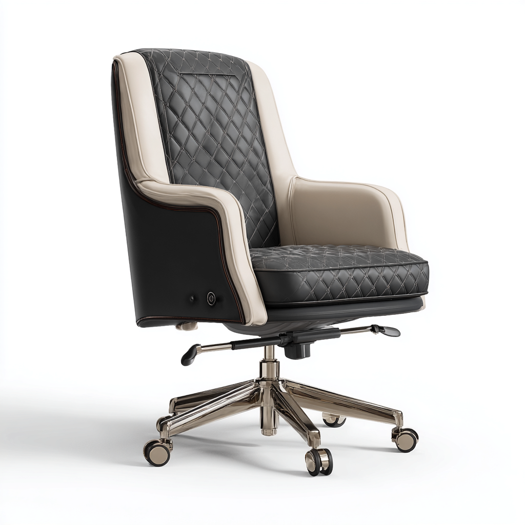 Sedia da ufficio in similpelle 70x68x112 cm - nero - beige - adatta all'ufficio - design ergonomico-Framearo