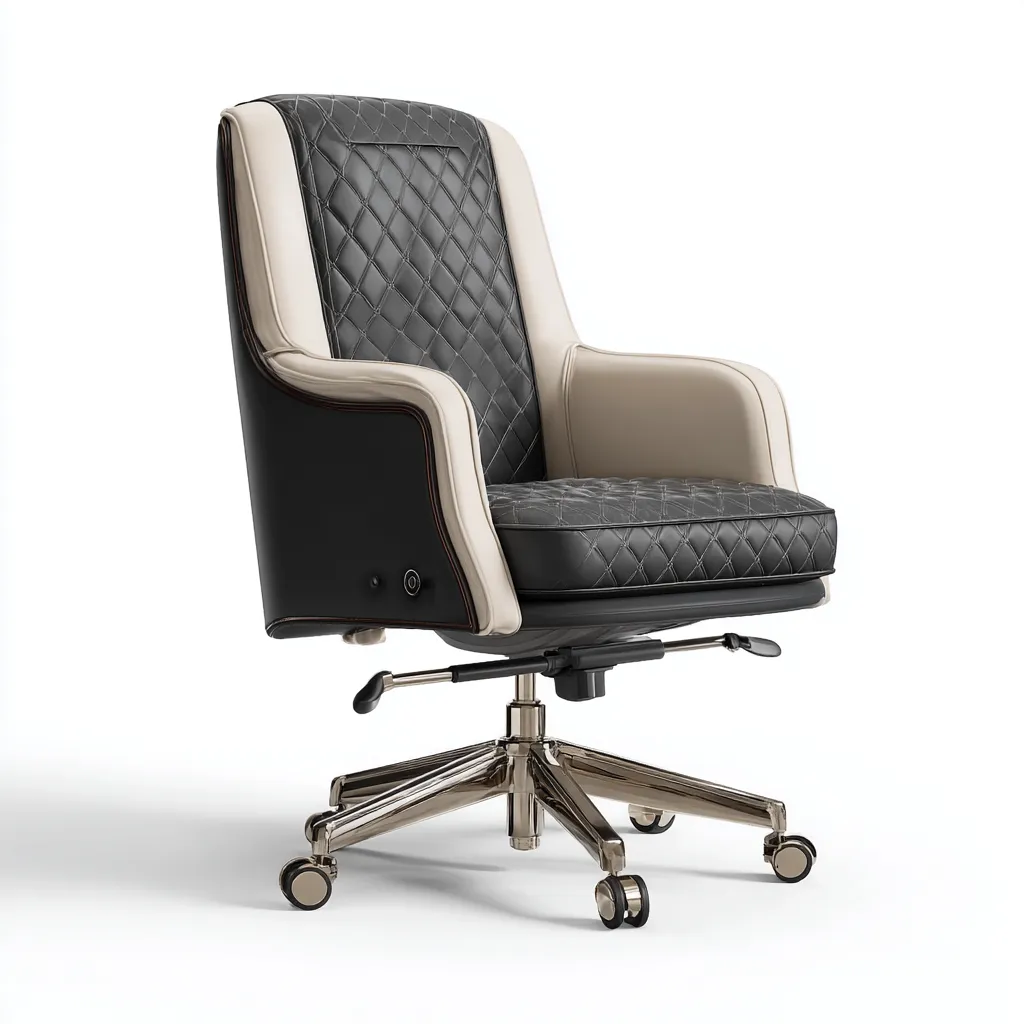 Sedia da ufficio in similpelle 70x68x112 cm - nero - beige - adatta all'ufficio - design ergonomico-Framearo