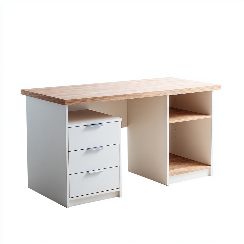 Scrivania - legno - 150x60x75 cm - bianco - legno naturale - adatta per ufficio - studio - design moderno-Framearo