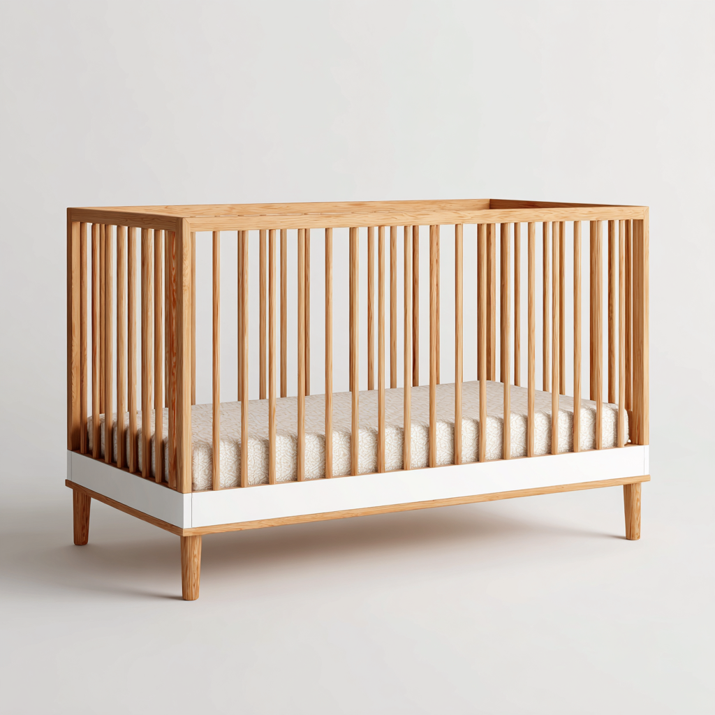 Culla in legno massello 135x75x90 cm - naturale - bianco - adatta alla camera da letto - design moderno-Framearo