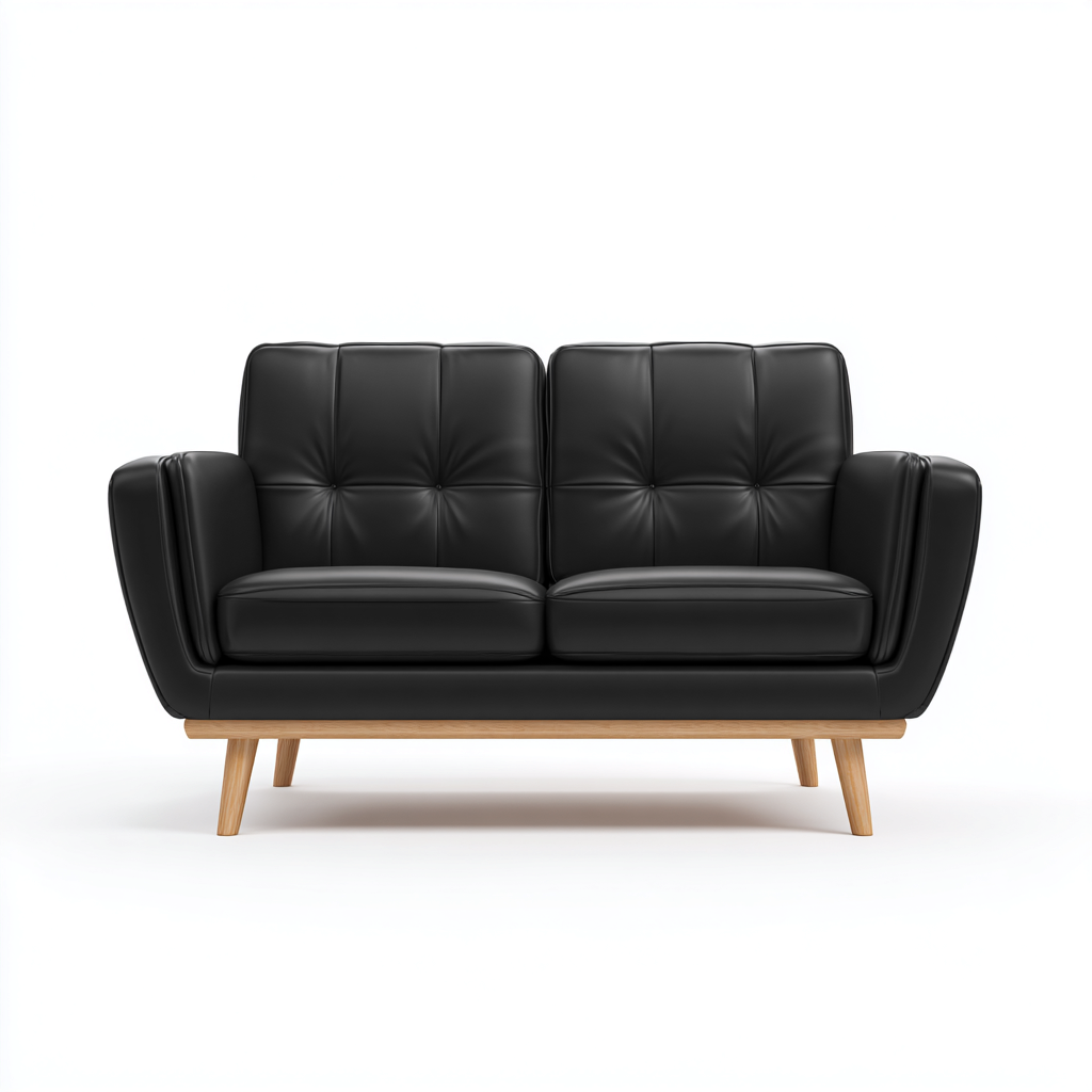 Divano lineare in pelle sintetica 180x85x85 cm - nero - per soggiorno - design moderno-Framearo