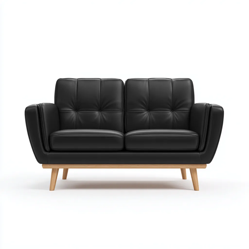 Divano lineare in pelle sintetica 180x85x85 cm - nero - per soggiorno - design moderno-Framearo