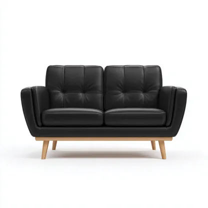 Divano lineare in pelle sintetica 180x85x85 cm - nero - per soggiorno - design moderno-Framearo