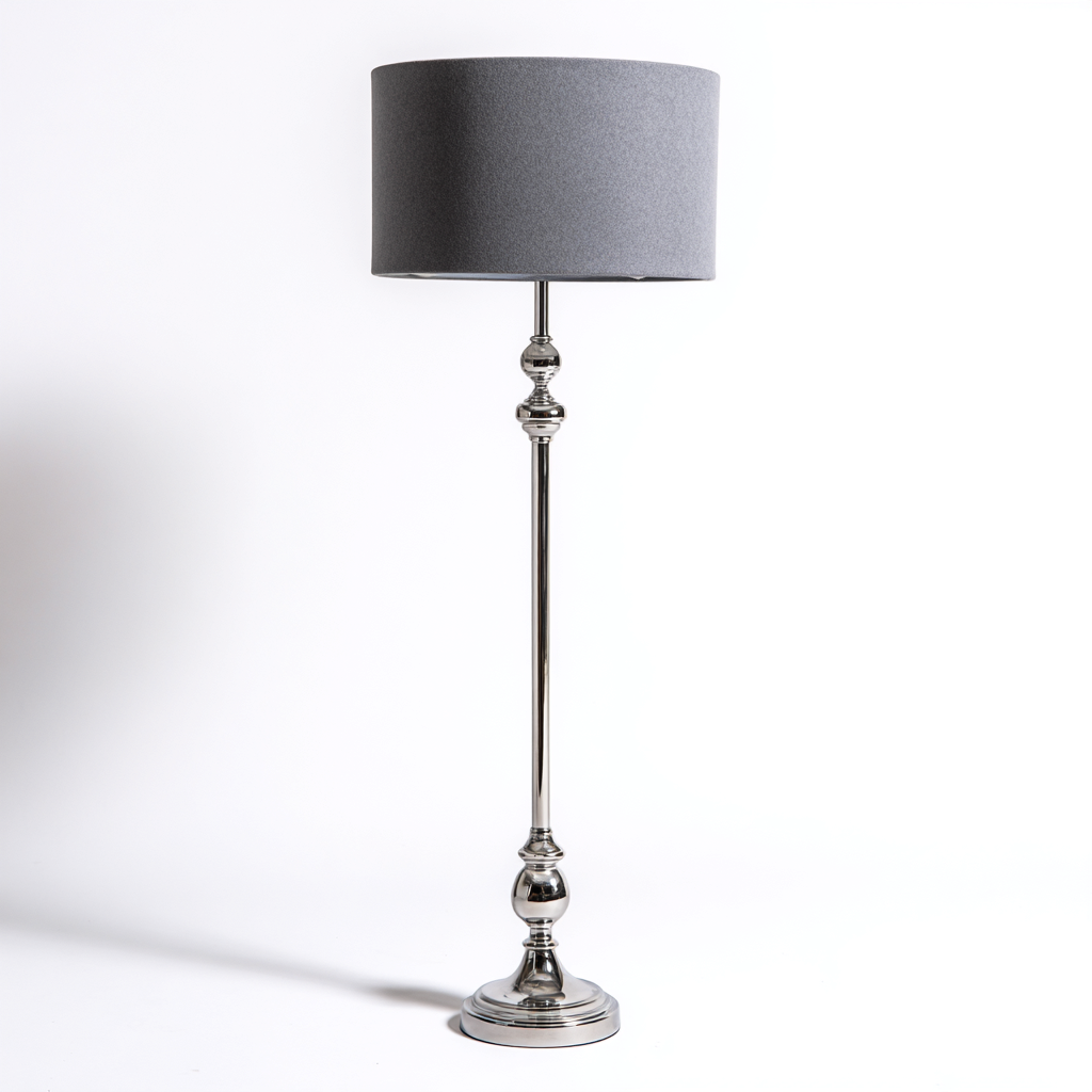 Lampada da terra - metallo - tessuto - 35x35x165 cm - grigio - cromo - per interni - design moderno-Framearo