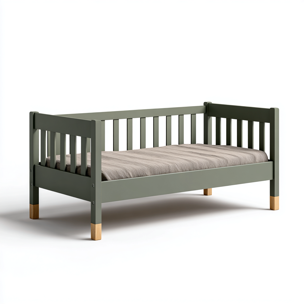 Letto per bambini - legno 145x75x60 cm - verde grigio - adatto per camera da letto - design moderno-Framearo