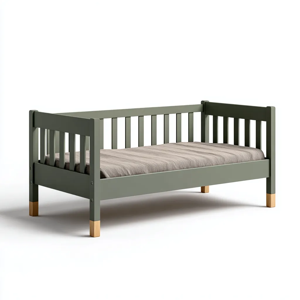 Letto per bambini - legno 145x75x60 cm - verde grigio - adatto per camera da letto - design moderno-Framearo