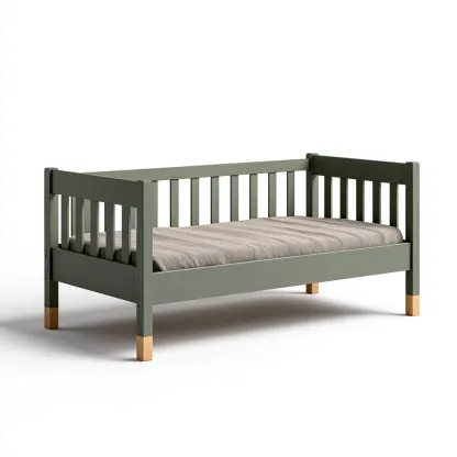 Letto per bambini - legno 145x75x60 cm - verde grigio - adatto per camera da letto - design moderno-Framearo