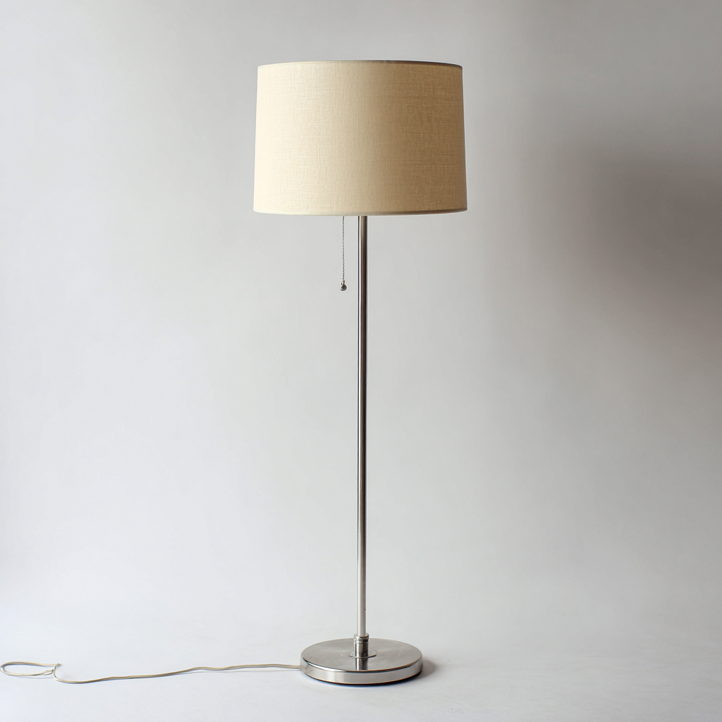 Lampada da terra - metallo - tessuto - 50x50x165 cm - beige - argento - per interni - design moderno-Framearo