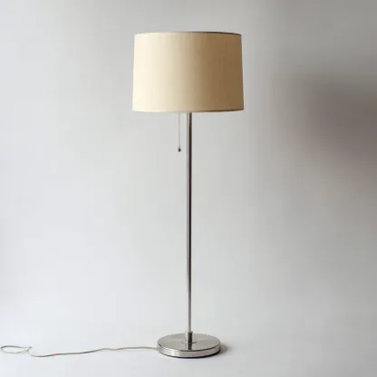 Lampada da terra - metallo - tessuto - 50x50x165 cm - beige - argento - per interni - design moderno-Framearo