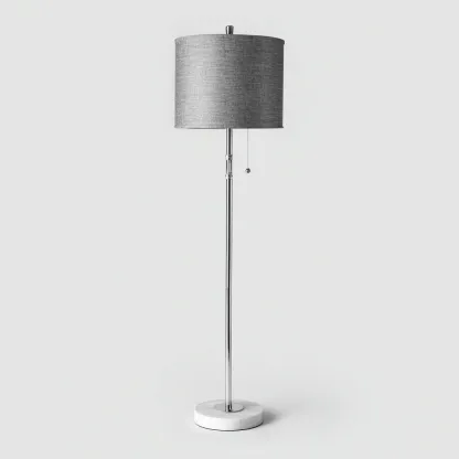 Lampada da terra - metallo - tessuto - marmo - 28x28x160 cm - grigio - adatta per soggiorno - design moderno-Framearo