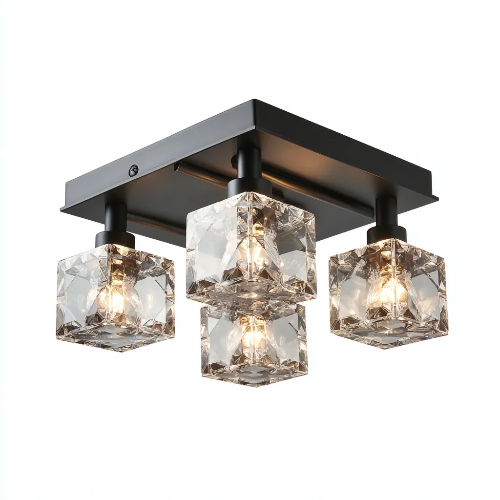 Lampada da soffitto - metallo - vetro - 28x28x18 cm - nero - trasparente - adatto per interni - design moderno-Framearo