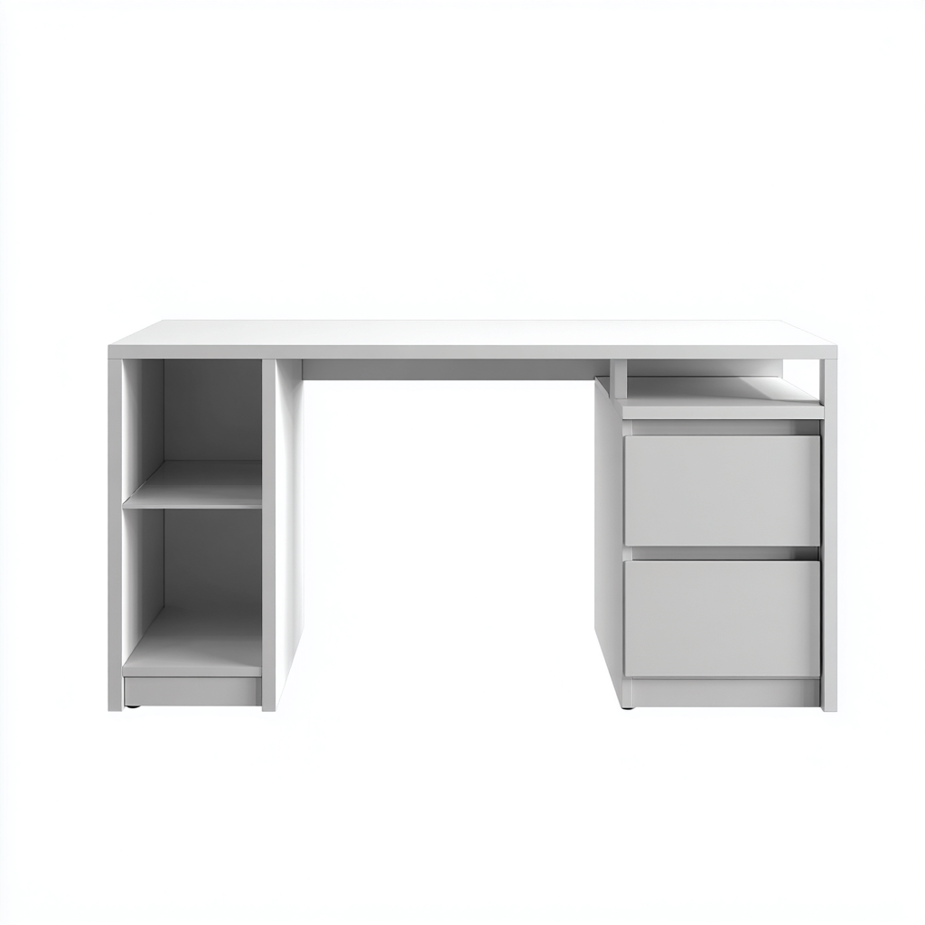 Scrivania - legno - 140x55x75 cm - bianco - adatta per ufficio - studio - design moderno-Framearo