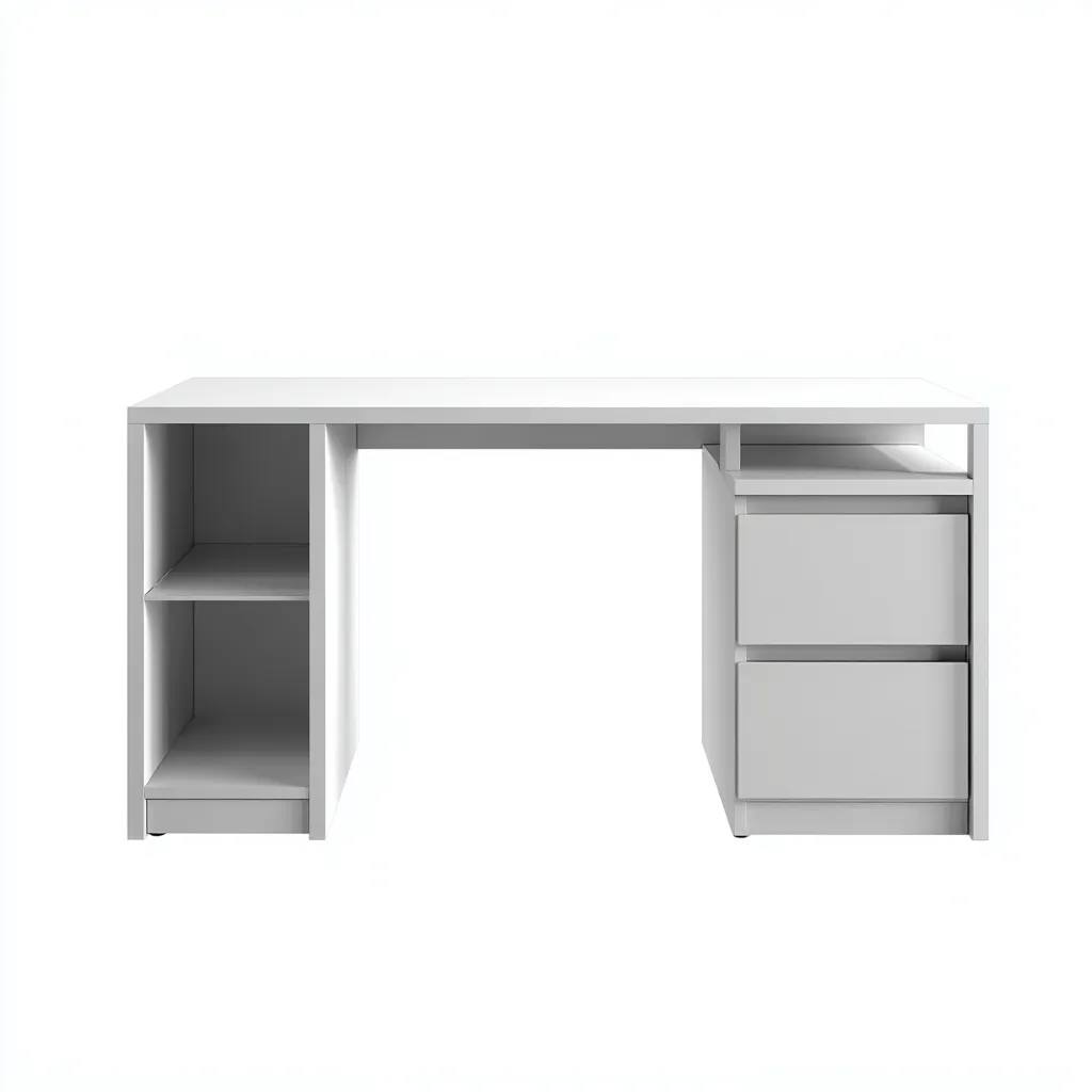 Scrivania - legno - 140x55x75 cm - bianco - adatta per ufficio - studio - design moderno-Framearo