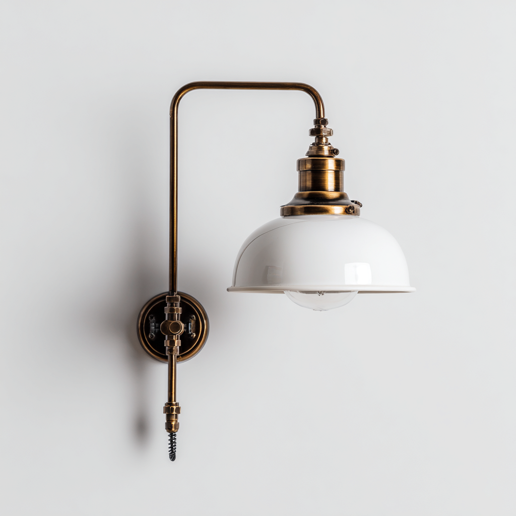 Applique - metallo - vetro - 28x18x32 cm - bianco - ottone - per interni - design vintage-Framearo