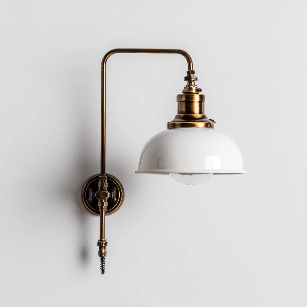 Applique - metallo - vetro - 28x18x32 cm - bianco - ottone - per interni - design vintage-Framearo