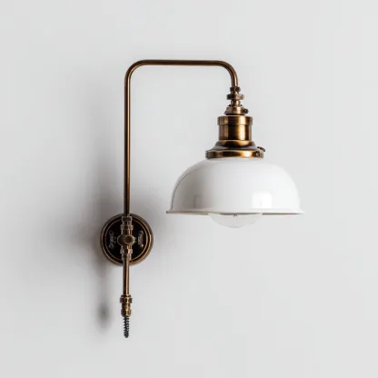 Applique - metallo - vetro - 28x18x32 cm - bianco - ottone - per interni - design vintage-Framearo