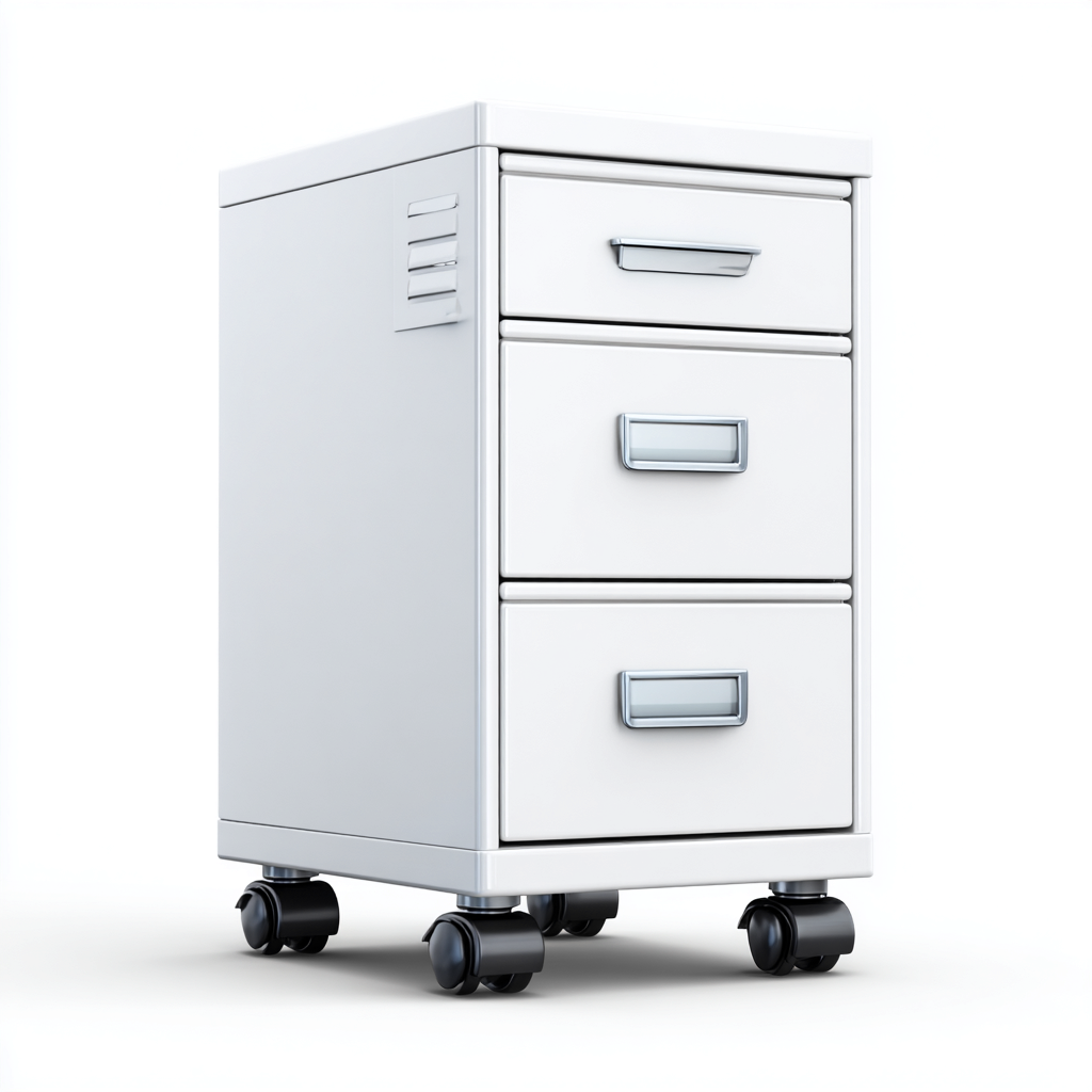 Armadio per ufficio in metallo 40x45x60 cm - bianco - con ruote - adatto all'ufficio - design moderno-Framearo