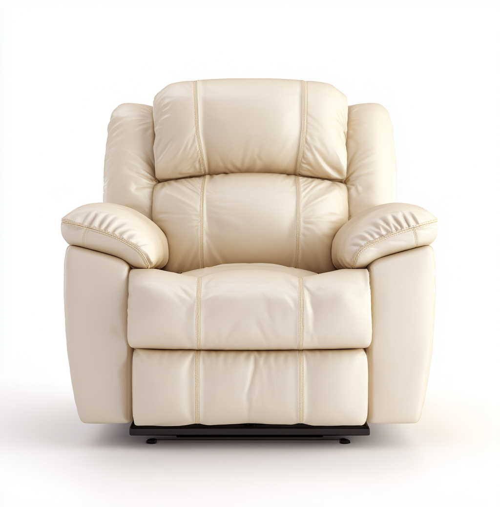 Poltrona reclinabile - pelle - 95x90x100 cm - crema - per soggiorno - design ergonomico-Framearo