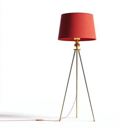 Lampada da terra - metallo - tessuto - 55x55x165 cm - rosso - ottone - per interni - design moderno-Framearo