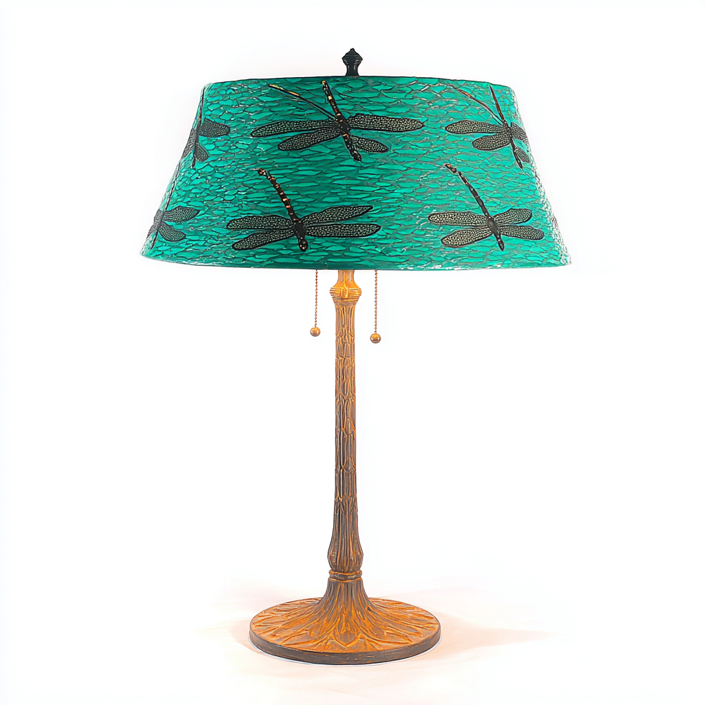 Lampada da tavolo - tessuto decorativo e metallo 32x32x55 cm - verde - bronzo - per soggiorno - design artistico-Framearo