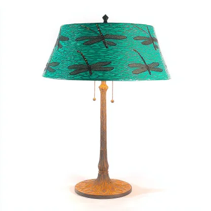 Lampada da tavolo - tessuto decorativo e metallo 32x32x55 cm - verde - bronzo - per soggiorno - design artistico-Framearo