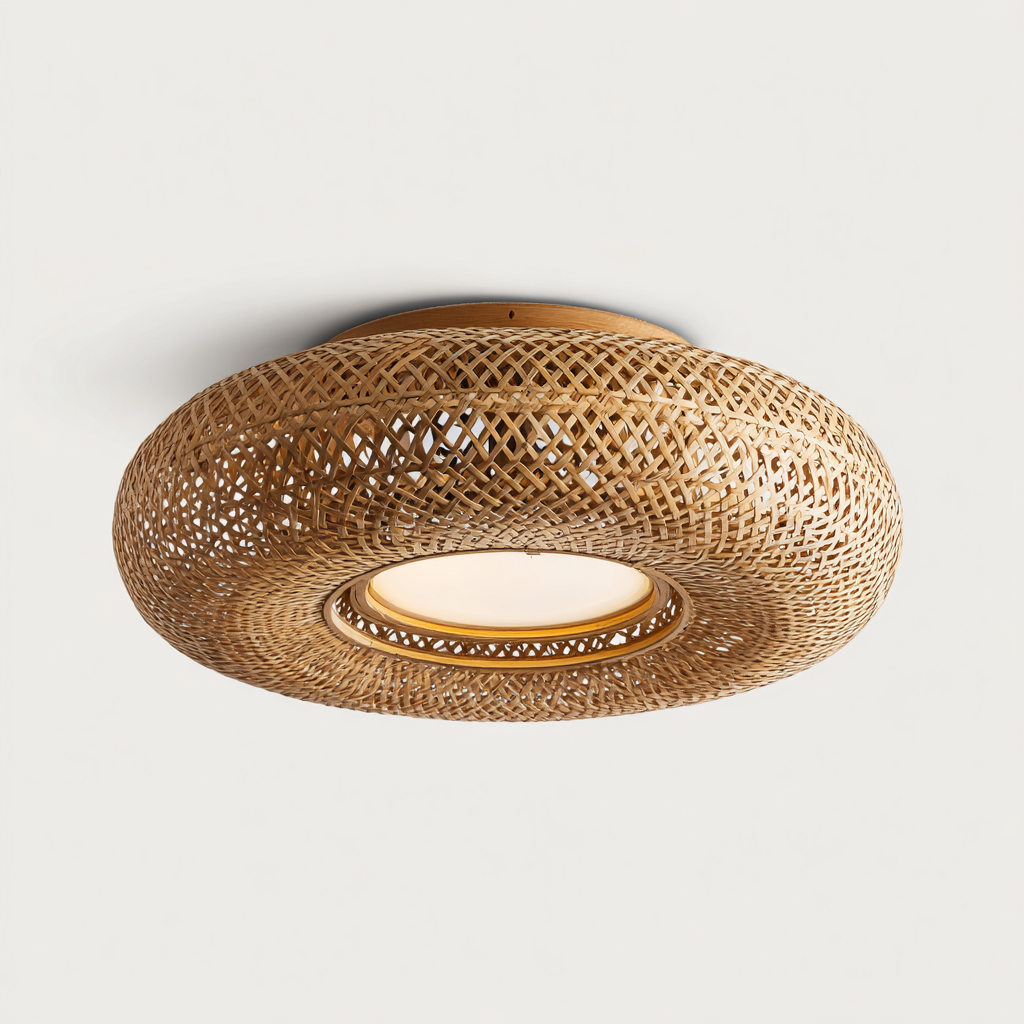 Lampada da soffitto - metallo - bambù - 45x45x18 cm - naturale - adatto per interni - design boho-Framearo