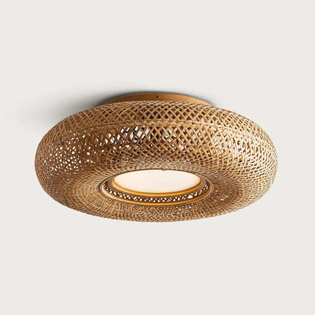 Lampada da soffitto - metallo - bambù - 45x45x18 cm - naturale - adatto per interni - design boho-Framearo