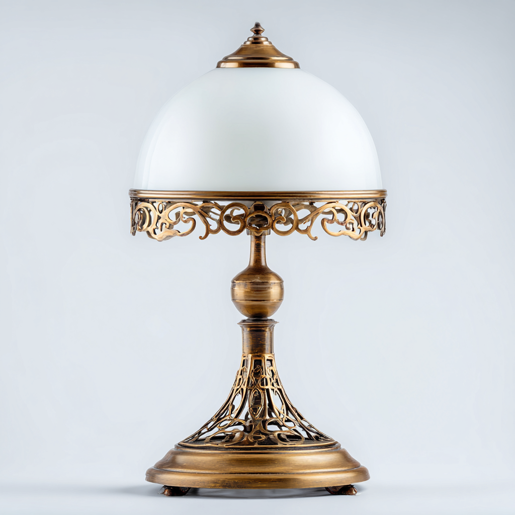 Lampada da tavolo - vetro e ottone 30x30x45 cm - bianco - ottone - per soggiorno - design classico-Framearo