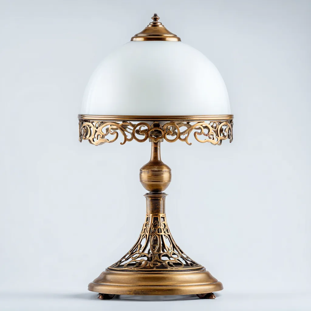 Lampada da tavolo - vetro e ottone 30x30x45 cm - bianco - ottone - per soggiorno - design classico-Framearo