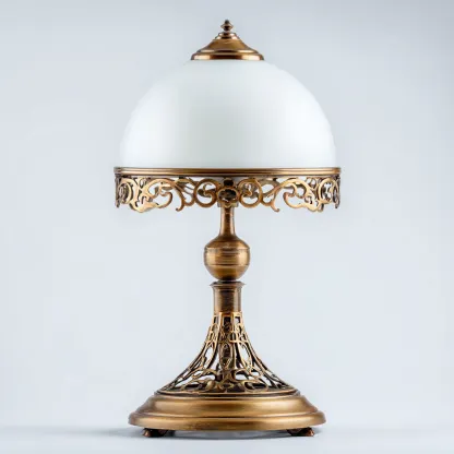 Lampada da tavolo - vetro e ottone 30x30x45 cm - bianco - ottone - per soggiorno - design classico-Framearo