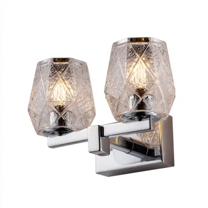 Applique - metallo - vetro - 28x18x26 cm - argento - trasparente - adatta per soggiorno - design moderno-Framearo