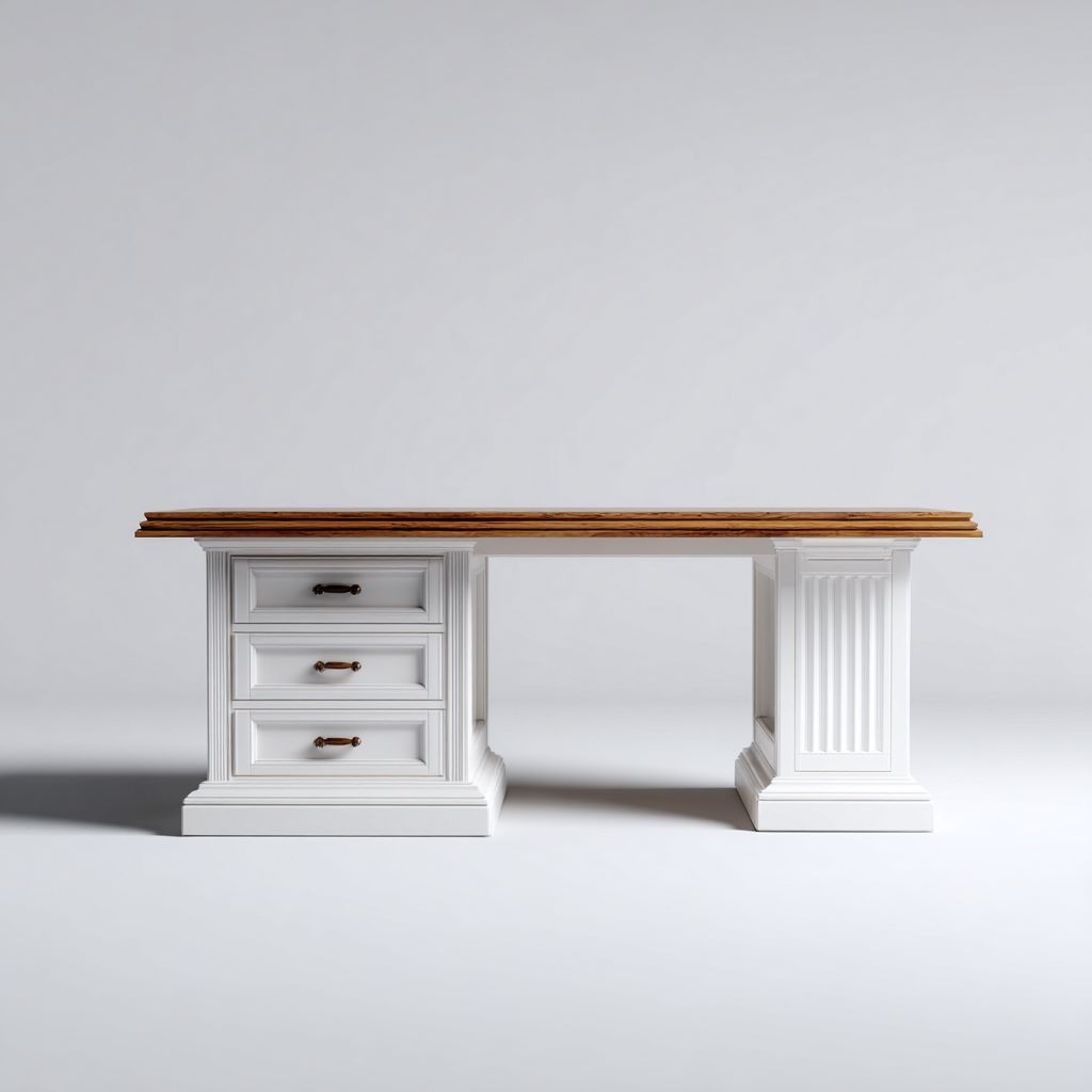 Scrivania in legno con piano effetto rovere 160x70x78 cm - bianco - adatta all'ufficio - stile classico-Framearo