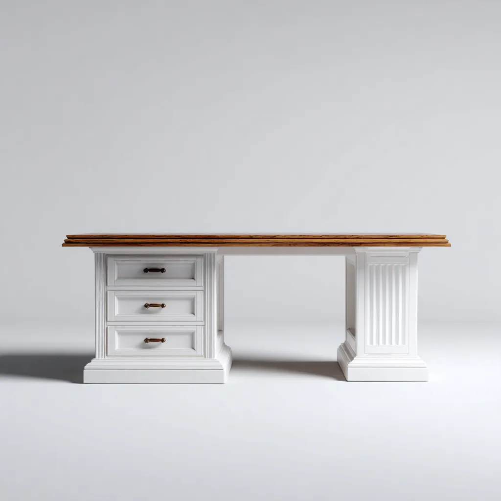 Scrivania in legno con piano effetto rovere 160x70x78 cm - bianco - adatta all'ufficio - stile classico-Framearo