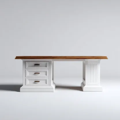 Scrivania in legno con piano effetto rovere 160x70x78 cm - bianco - adatta all'ufficio - stile classico-Framearo