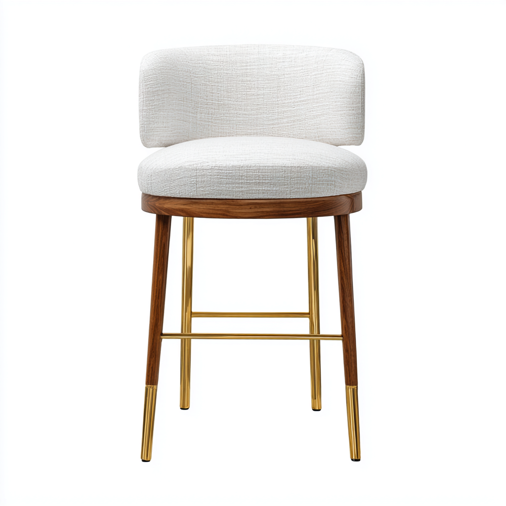 Sgabello da bar con schienale e seduta in tessuto 48x46x95 cm - bianco - per sala da pranzo - design moderno-Framearo