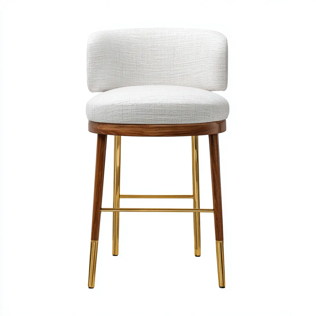 Sgabello da bar con schienale e seduta in tessuto 48x46x95 cm - bianco - per sala da pranzo - design moderno-Framearo