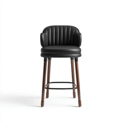 Sgabello da bar con schienale e seduta in pelle sintetica 50x48x105 cm - nero - per sala da pranzo - design moderno-Framearo