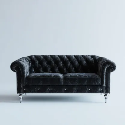 Divano lineare in velluto trapuntato 200x95x78 cm - nero - per soggiorno - design classico-Framearo