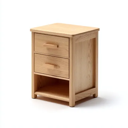 Comodino legno massello 48x36x62 cm - rovere chiaro - per camera da letto - design moderno-Framearo