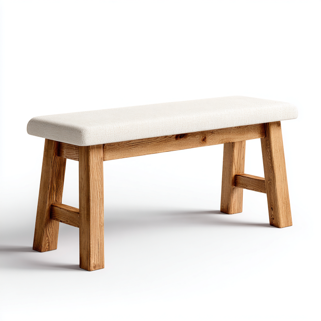 Panca per letto - tessuto - legno - 90x32x45 cm - beige - per camera da letto - design moderno-Framearo