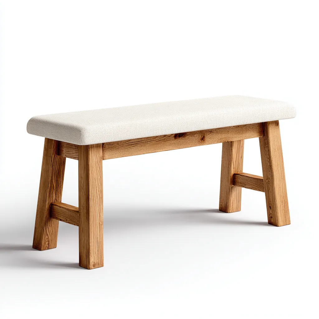 Panca per letto - tessuto - legno - 90x32x45 cm - beige - per camera da letto - design moderno-Framearo